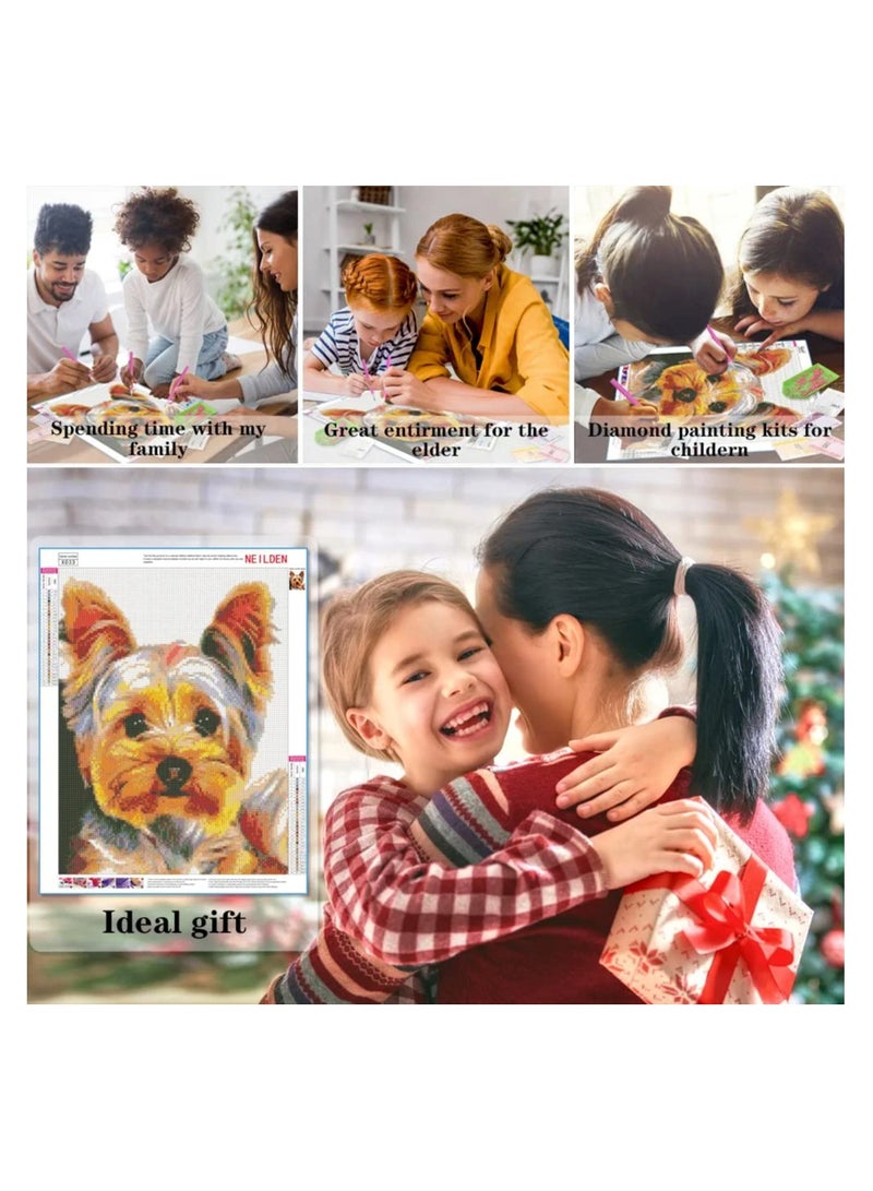 SYOSI Diamond Painting Kits for Adults Beginners DIY 5D Animals Diamond Art Kits Round Full Drill Diamond Dotz Diamond Dots Yellow Yorkie Dogs Pictures Art Craft for Home Wall Decor 14 x 18 inch  - Image 5