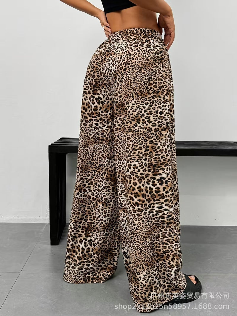 Style Fashionable Women'S Sweatshirt Round Neck Dropped Shoulder Sleeves Branch Leopard Print 3D Digital Printing - Image 2