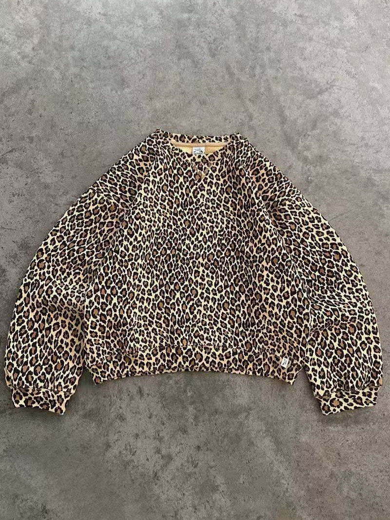 Style Fashionable Women'S Sweatshirt Round Neck Dropped Shoulder Sleeves Branch Leopard Print 3D Digital Printing - Image 3
