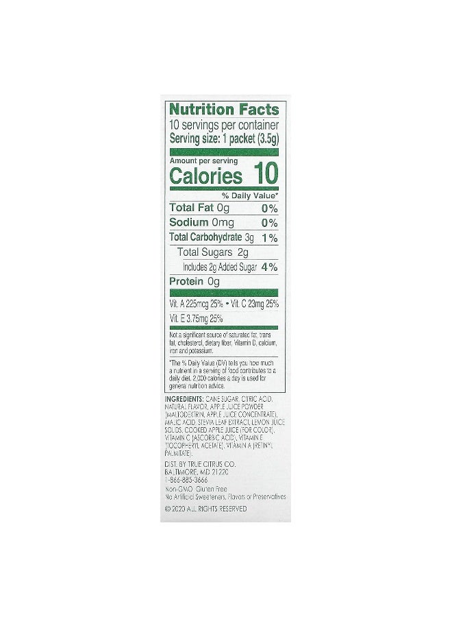 True Citrus True Citrus, True Lemon, Kids Drink Mix, Crisp Apple, 10 Packets, 0.12 oz (3.5 g) Each  - Image 2