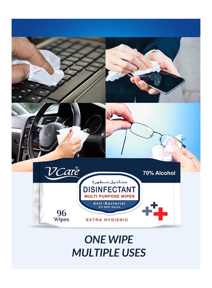 VCare Disinfectant Multipurpose Wipes 2 x 96 Wipes  - Image 2