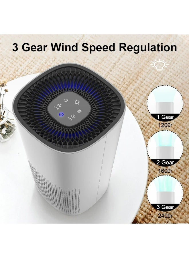 X - Prime Portable Air Purifier for Home & Bedroom, True HEPA Filter for Desert Dust, Allergies & Pet Hair, Mini Desktop Air Cleaner with Aromatherapy Sponge, 360° Intake, USB-C Rechargeable, Ultra Quiet Sleep Mode (White) - Image 3