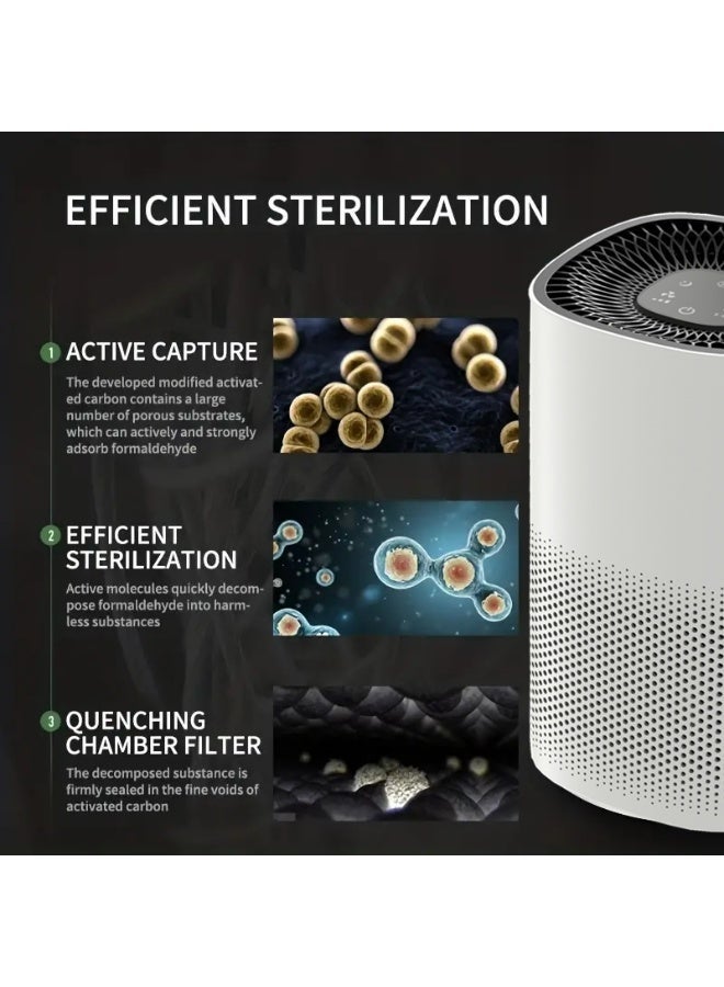 X - Prime Portable Air Purifier for Home & Bedroom, True HEPA Filter for Desert Dust, Allergies & Pet Hair, Mini Desktop Air Cleaner with Aromatherapy Sponge, 360° Intake, USB-C Rechargeable, Ultra Quiet Sleep Mode (White) - Image 4