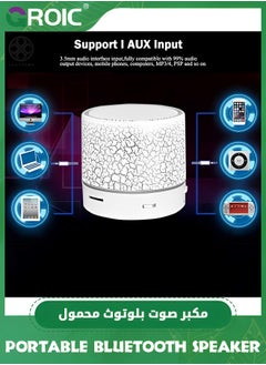 GROIC 1 Pcs Crack Pattern Portable Bluetooth Speaker, Wireless Bluetooth Speaker with LED Lights, Car Audio with HD Sound Support TF Card USB Charging, Mini Speaker for In/Outdoor, Home, Travel (White)  - Image 2