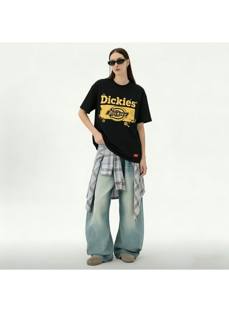 Dickies Yellow Distressed Gear Print Black T-Shirt Size 5XL - Image 1