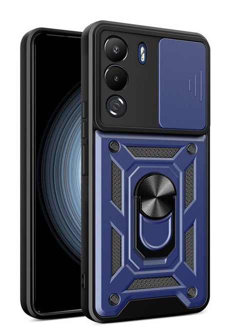 for TECNO Camon 40 Pro 5G Case Cover, Slide Camera Lens Cover, Magnetic Ring Holder Kickstand Protective Phone Case for TECNO Camon 40 Pro 5G, Blue.