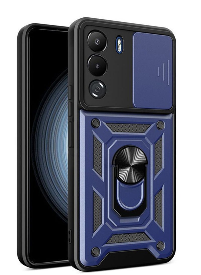 for TECNO Camon 40 Pro 5G Case Cover, Slide Camera Lens Cover, Magnetic Ring Holder Kickstand Protective Phone Case for TECNO Camon 40 Pro 5G, Blue. 