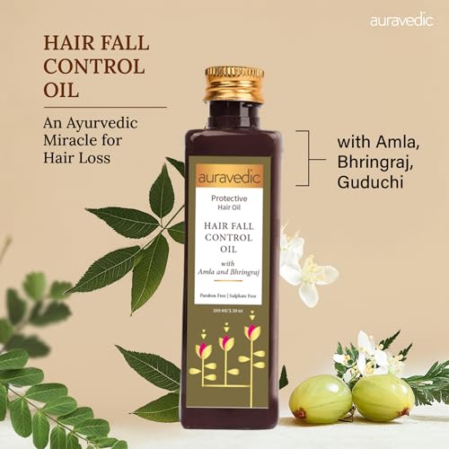 Auravedic Hair Fall Control Oil | Ayurvedic Blend with Bhringraj, Amla, Licorice & Sandalwood | Reduces Hair Fall, Thinning & Breakage | 3.38 Fl Oz (100ml) - Image 2