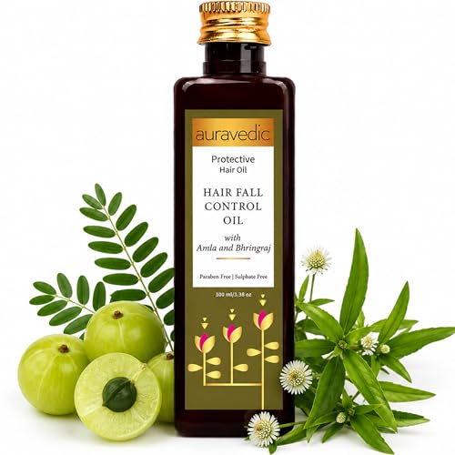 Auravedic Hair Fall Control Oil | Ayurvedic Blend with Bhringraj, Amla, Licorice & Sandalwood | Reduces Hair Fall, Thinning & Breakage | 3.38 Fl Oz (100ml) - Image 1