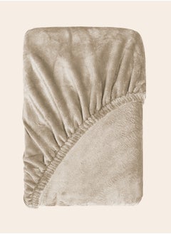 MORANO Fitted Velvet Sheet 160 x 200 x 25 cm-Beige  - Image 3