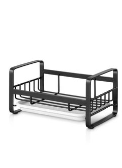 KASTWAVE Kitchen Sink Sponge Holder, 304 Stainless Steel Sink Caddy Organizer with Removable Drip Tray, Kitchen Countertop Dish Soap Holder, not Including Dispenser and Brush, Black  - Image 1