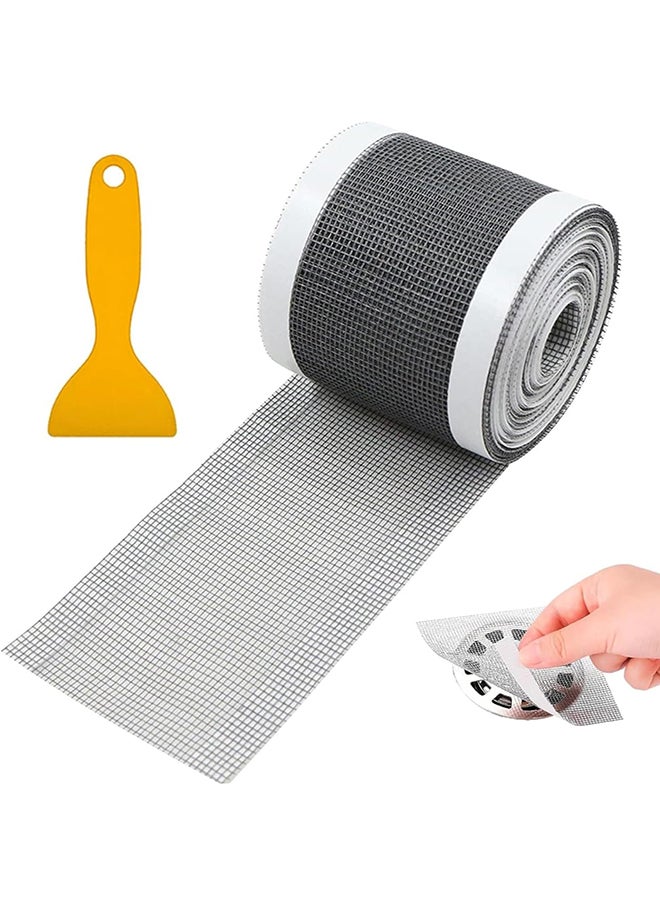 Generic Shower Drain Hair Catcher Mesh Sticker, Shower Drain Hair Catcher Cutable Shower Drain Hair Catcher With Cleaning Shovel For Bathroom Kitchen Sink  - Image 1