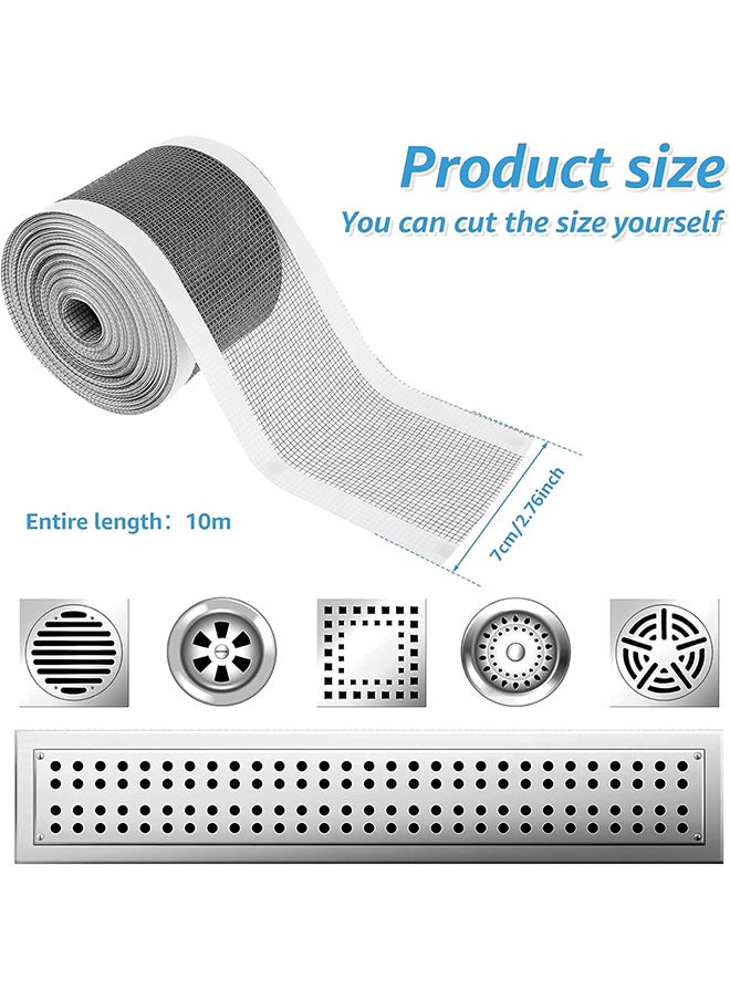 Generic Shower Drain Hair Catcher Mesh Sticker, Shower Drain Hair Catcher Cutable Shower Drain Hair Catcher With Cleaning Shovel For Bathroom Kitchen Sink  - Image 2