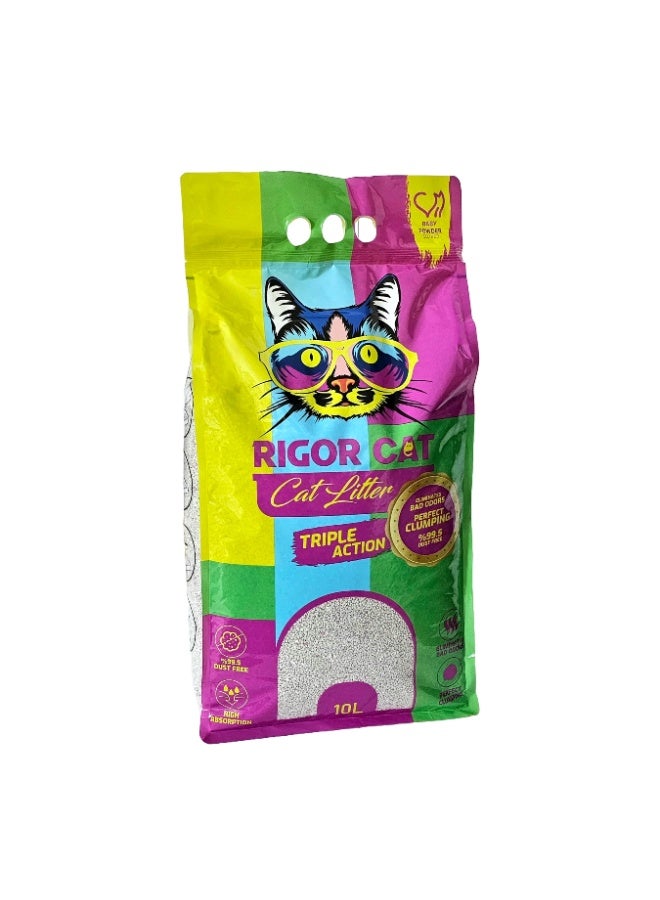 RIGOR Cat Litter 10Liter Baby Powder Scented TRIPLE ACTION - Image 2