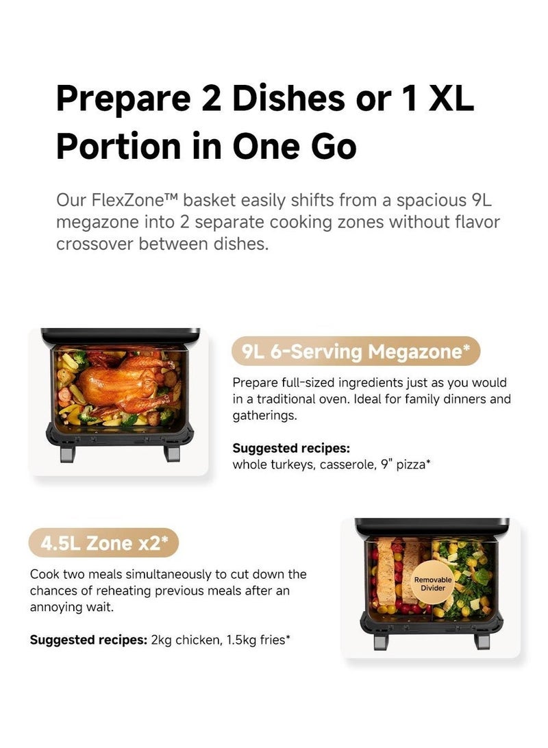Mova AeroChef FD20 Pro Air Fryer, 9L Dual Cooking Zone, SyncFinish, Fast Cooking at 2700W, Temperatures 40-230°C, Hot Air Circulation, Metal Interior, 7 Presets - Image 3
