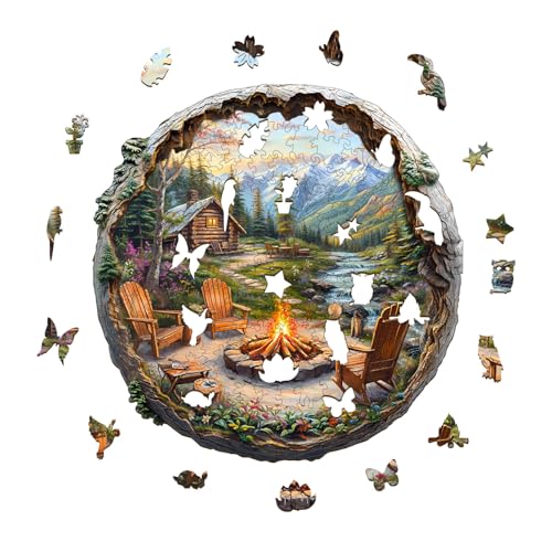 AEEKDOOK Wooden Puzzles for Adults  Outdoor Bonfire 3D Wooden Jigsaw Puzzles for Adults  Unique Animal Shapes Wood Puzzles Adults  Valentine Gift for Puzzle Lovers Family 114  112in200 Pcs - Image 5