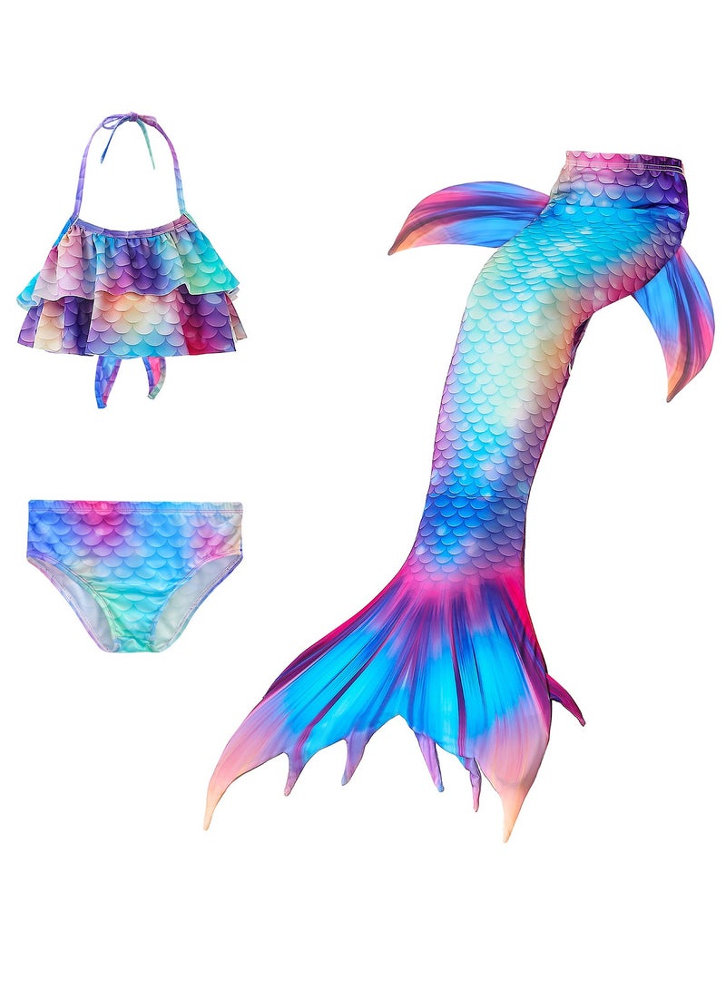 VUCATIN Mermaid Princess Dress up Girls Mermaid Dress Mermaid Swimsuit Girls Party Cosplay Princess Birthday Dress Kids Costume Cosplay Mermaid Skirt Accessorized Wreath Necklace Earrings and Bracelet (GB63) - Image 5