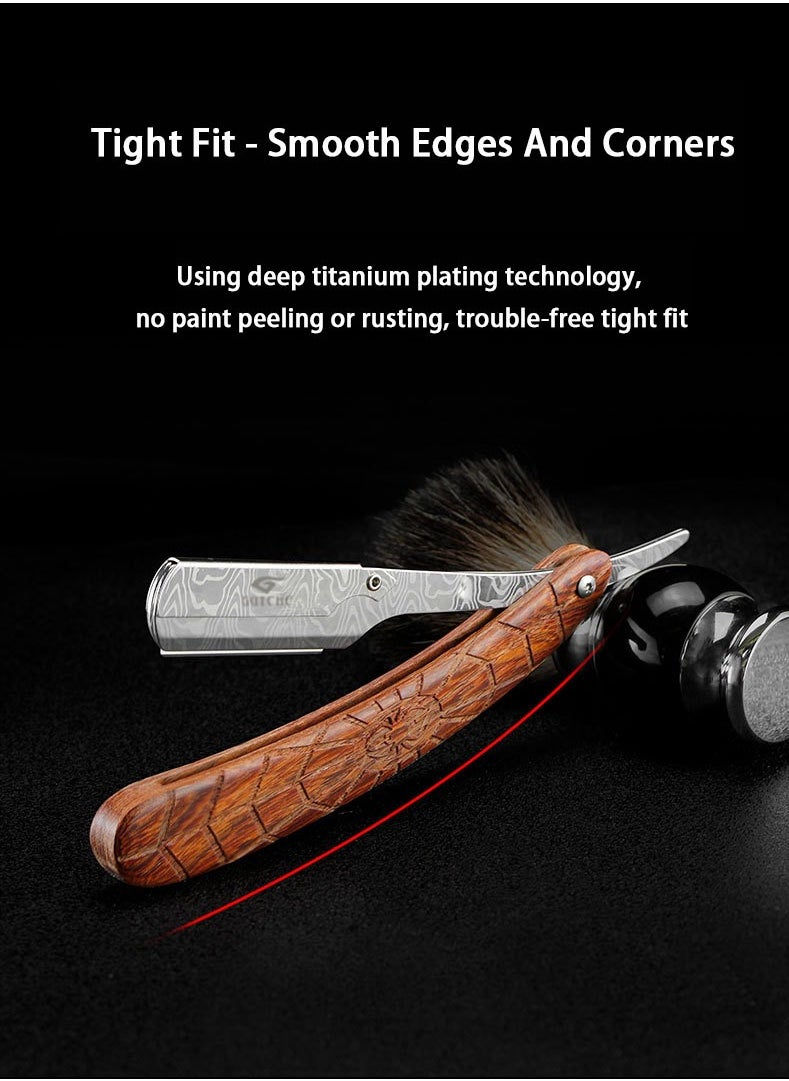 GUTCHE - Men's razor, old-fashioned spider wood grain stainless steel folding razor, can be used for shaving, eyebrow trimming, face trimming, suitable for beauty salons and families - Image 1