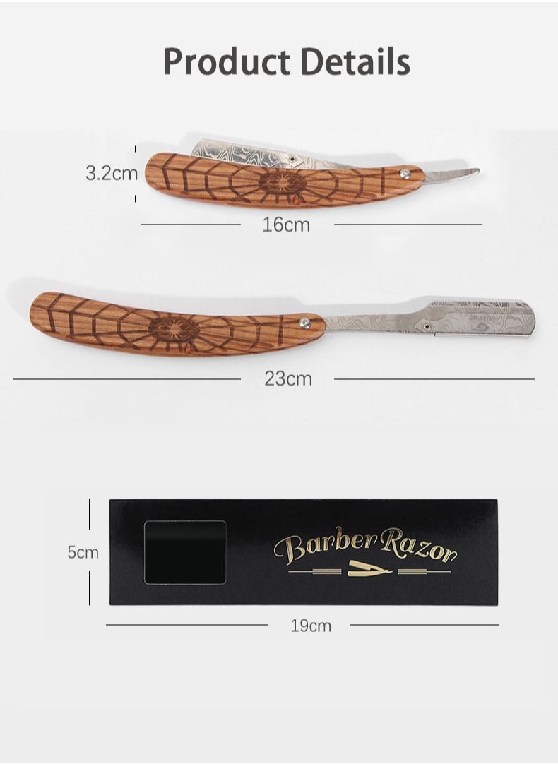 GUTCHE - Men's razor, old-fashioned spider wood grain stainless steel folding razor, can be used for shaving, eyebrow trimming, face trimming, suitable for beauty salons and families - Image 1