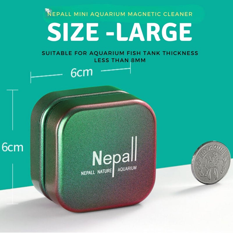 VAYINATO Nepall Premium Gradient Colour Scratch Proof Aquarium Fish Tank Magnetic Cleaner | Floating Type Algea Scrapper | No Need to Wet Your Hands for Fish Tank Cleaning (Large | 6CM | Works Upto 12MM) - Image 2