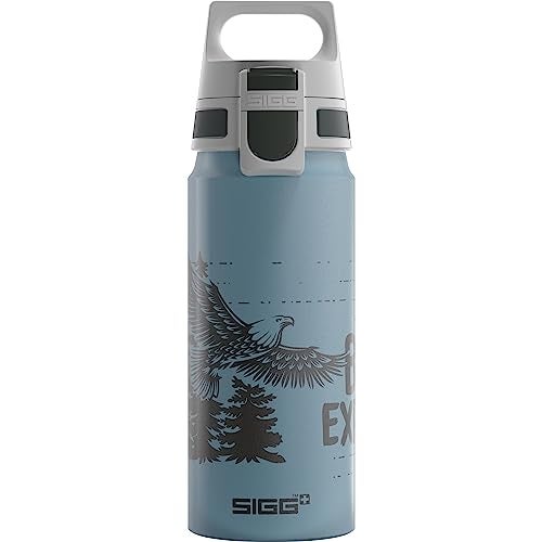 Sigg Aluminium Kids Water Bottle WMB ONE Brave Eagle Suitable For Carbonated Beverages Leakproof Lightweight BPA Free Climate Neutral Certified Light Blue 20 Oz - Image 1