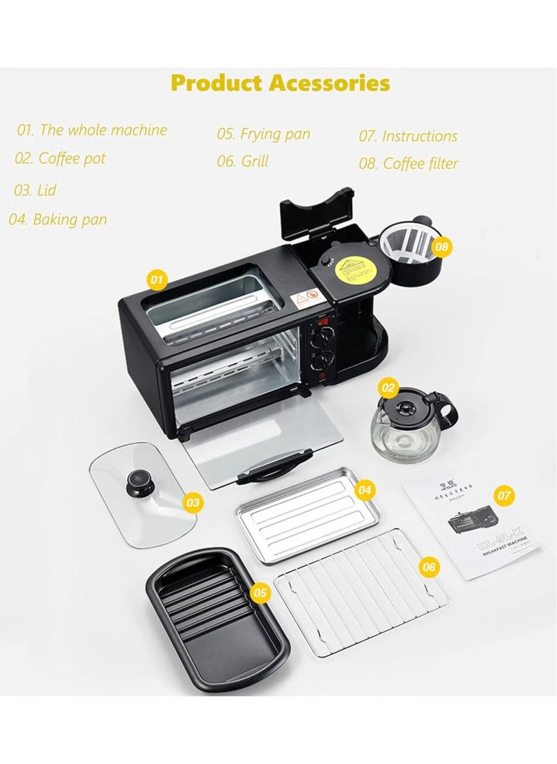 Generic - 3 in 1 Multifunctional Breakfast Preparation Set Fryer Oven and Coffee Maker - Image 1