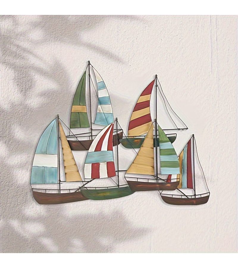 1pc Large Metal Sailing Wall Art Nautical Sea Decoration Multi Color Indoor Outdoor - Image 3