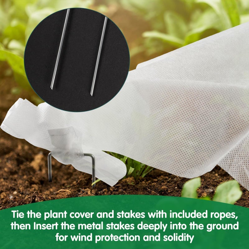 kockuu Plant Covers Freeze Protection, 10ft x 30ft 1.41oz/ydÂ² White Frost Cloth Plant Blankets with 20 Stainless Steel Clips Floating Row Covers for Outdoor Gardens Vegetables Winter Frost Pests Protection - Image 3