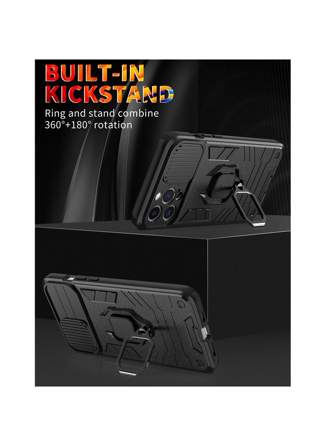 زبون جراب لهاتف iPhone 13 mini مع غطاء كاميرا منزلق بتصميم TPU + PC جراب مقاوم للصدمات مع حامل حلقي - Image 4