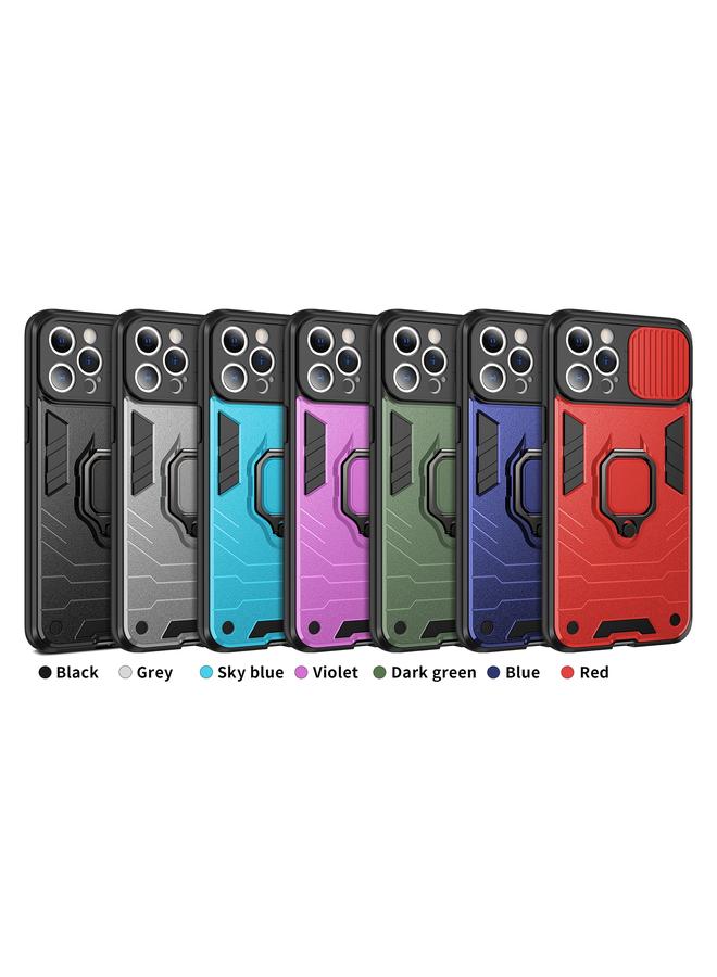 زبون جراب لهاتف iPhone 13 mini مع غطاء كاميرا منزلق بتصميم TPU + PC جراب مقاوم للصدمات مع حامل حلقي - Image 2