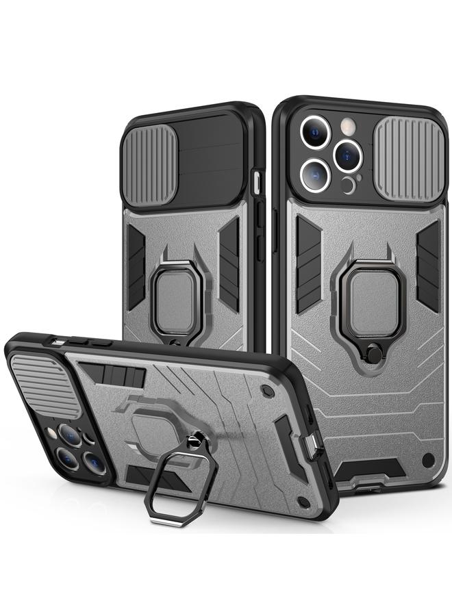 زبون جراب لهاتف iPhone 13 mini مع غطاء كاميرا منزلق بتصميم TPU + PC جراب مقاوم للصدمات مع حامل حلقي - Image 1