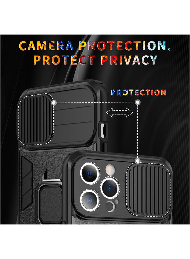 زبون جراب لهاتف iPhone 13 mini مع غطاء كاميرا منزلق بتصميم TPU + PC جراب مقاوم للصدمات مع حامل حلقي - Image 5