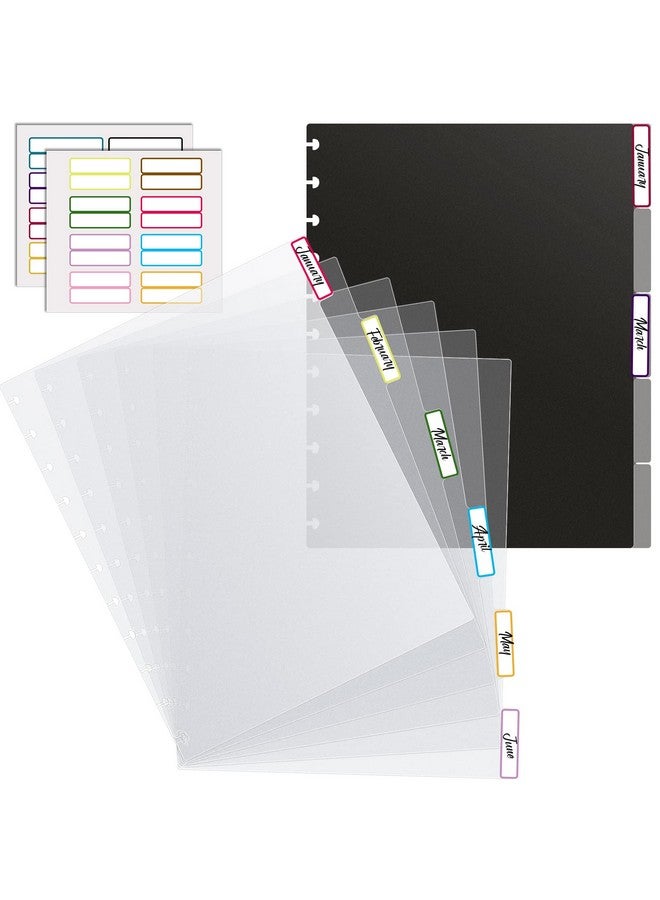 Laumoi Letter Poly Tab Dividers For Discbound Notebooks Disc Bound Planner Supplies Discbound Divider Tabs Binder Index Dividers For Notebook Black Semi Transparent (2 Sets 11 Sheets In Total)  - Image 1