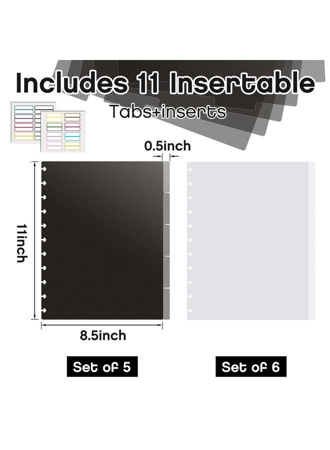 Laumoi Letter Poly Tab Dividers For Discbound Notebooks Disc Bound Planner Supplies Discbound Divider Tabs Binder Index Dividers For Notebook Black Semi Transparent (2 Sets 11 Sheets In Total)  - Image 2