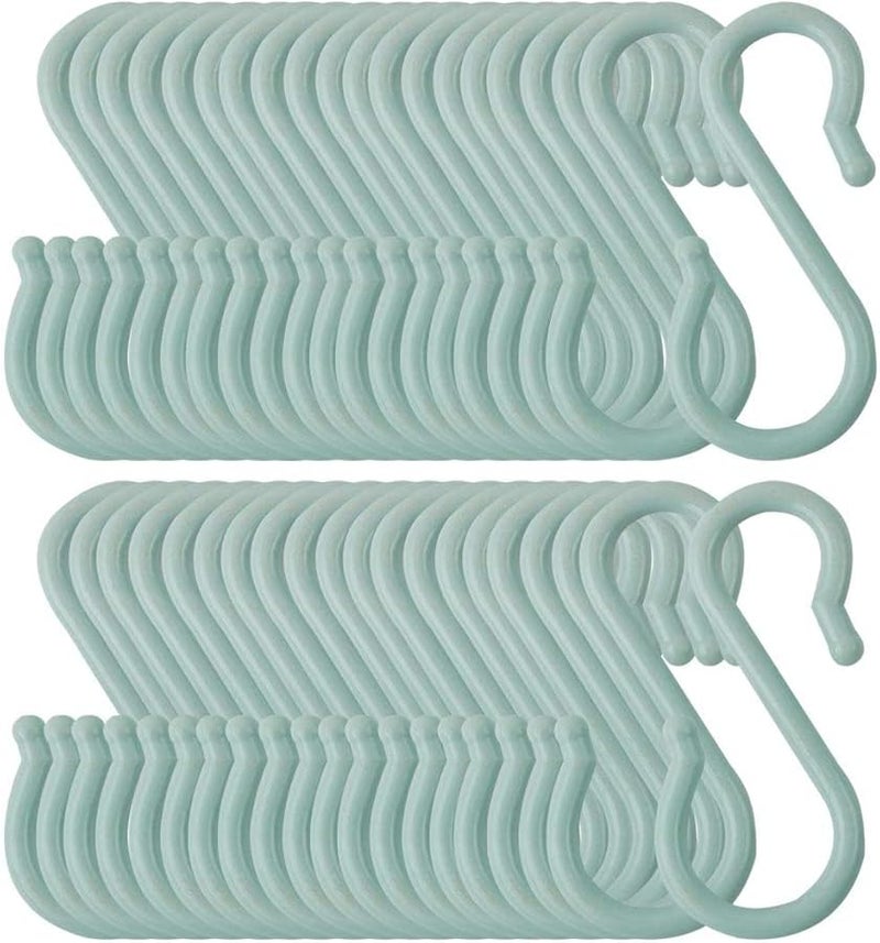 40 Pack Light Blue S Shaped Hooks Reusable Hangers for Kitchen Bathroom Closet - Image 1