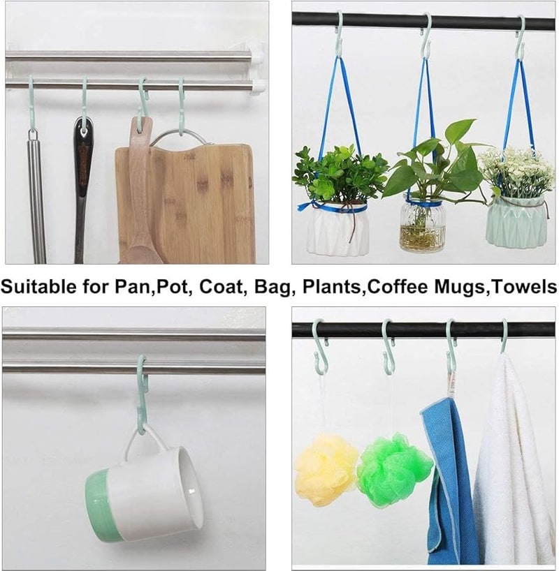 40 Pack Light Blue S Shaped Hooks Reusable Hangers for Kitchen Bathroom Closet - Image 5