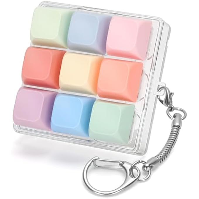 Netholid Colorful Keyboard Fidget Toys for Adults Mechanical Button Keyboard Clicker Keychain for Work Stress Relief Anxiety (9IN1-Style A) - Image 1