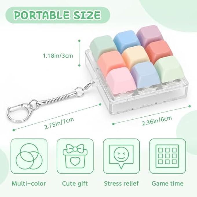 Netholid Colorful Keyboard Fidget Toys for Adults Mechanical Button Keyboard Clicker Keychain for Work Stress Relief Anxiety (9IN1-Style A) - Image 2