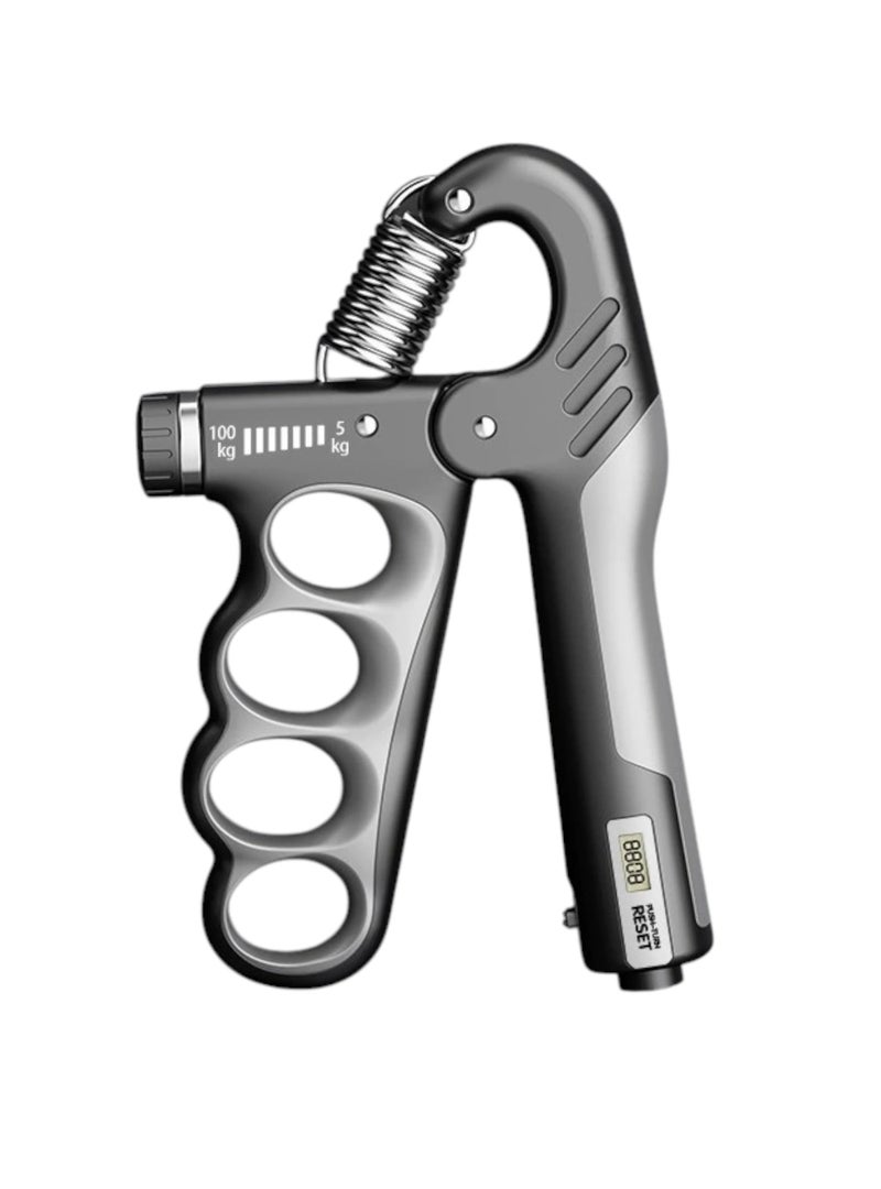 Hand Grip Strengthener Adjustable - Digital Counter Forearm Trainer - Gray