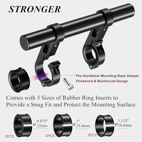 BRCOVAN Aluminum Alloy Handlebar Extender Extensions with 8'' Long Cross Bar with Double Clamp Mounting Base Fit 0.875'' / 1'' / 1.125'' / 1.26'' Handlebars for Bike Bicycle Motorcycle Scooter ATV - Image 4