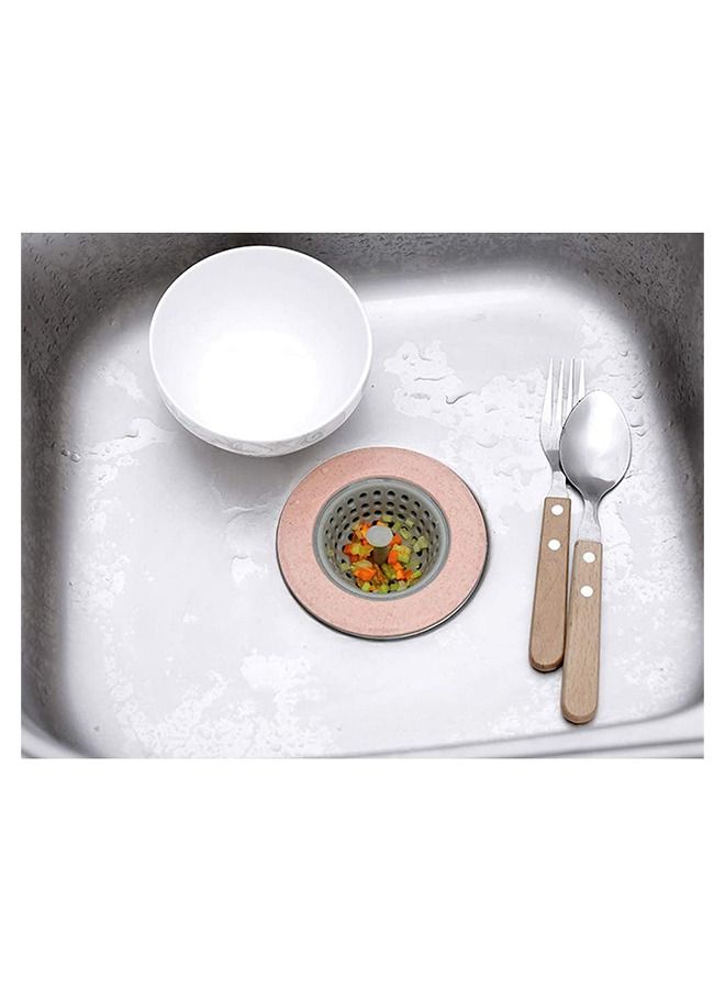 Silicone Hair Catcher Sink Strainer Filter Shower Cover Pink - Image 1
