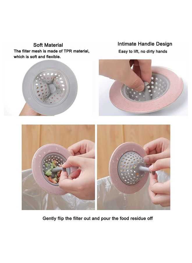 Silicone Hair Catcher Sink Strainer Filter Shower Cover Pink - Image 5