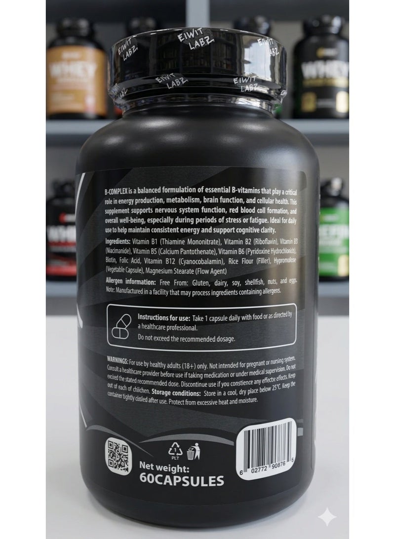 Eiwit Labz B-Complex 60 Capsules – 60 Servings Energy, Metabolism & Nervous System Support - Image 3