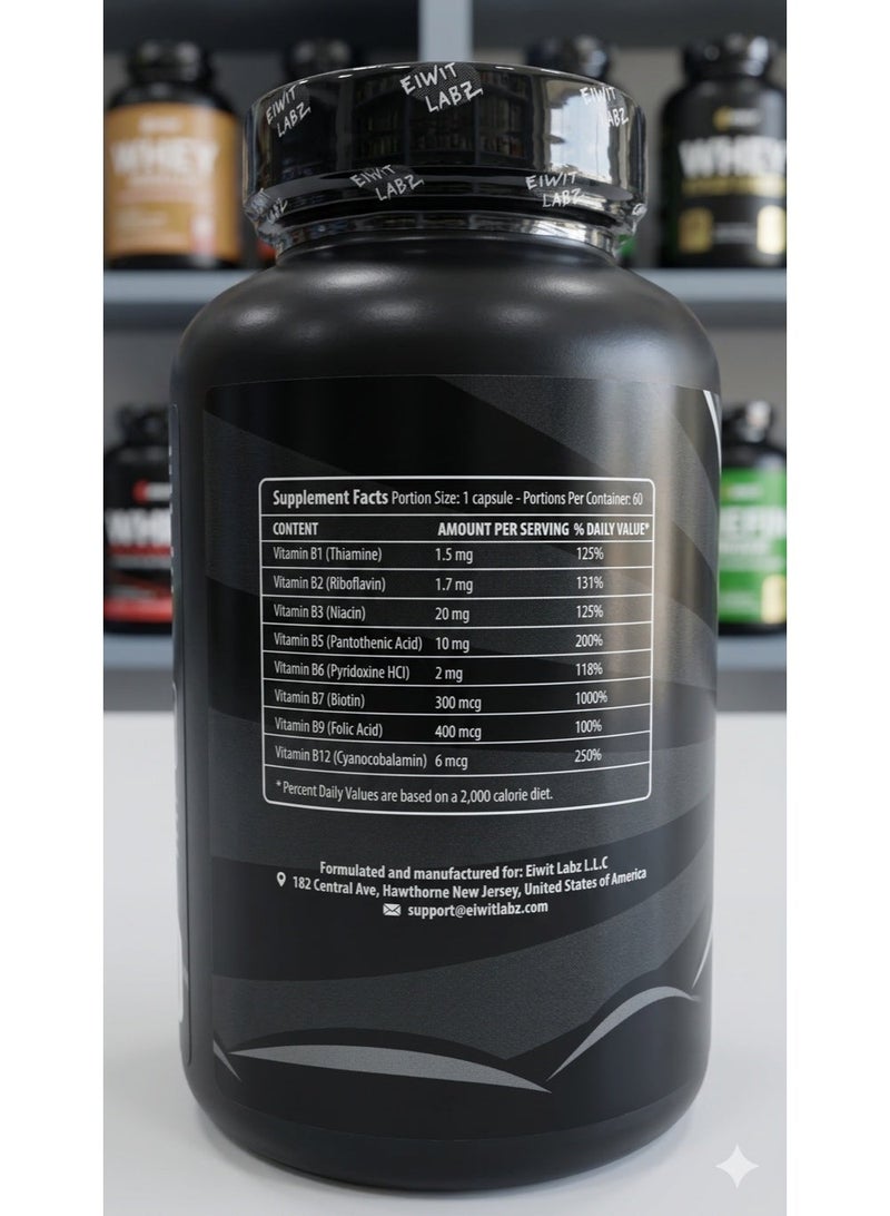 Eiwit Labz B-Complex 60 Capsules – 60 Servings Energy, Metabolism & Nervous System Support - Image 2