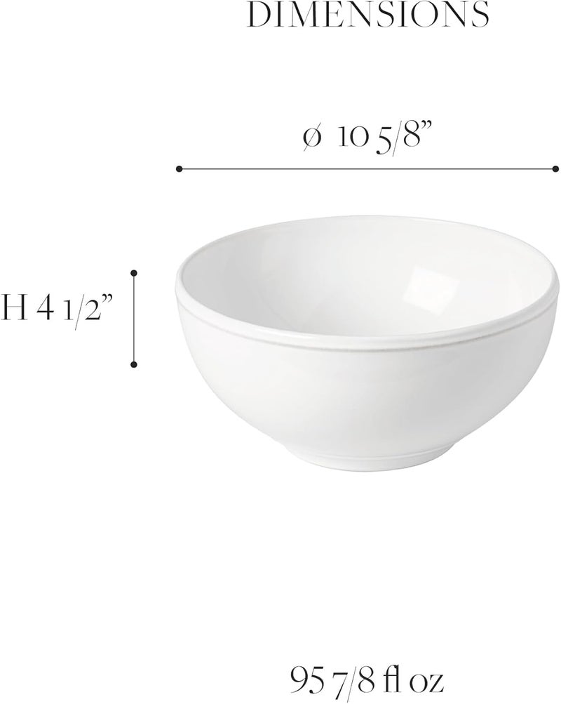 Costa Nova Ceramic Stoneware 95 x 45 96 oz Serving Bowl  Friso Collection White  Microwave  Dishwasher Safe Dinnerware  Food Safe Glazing  Restaurant Quality Serveware - Image 2