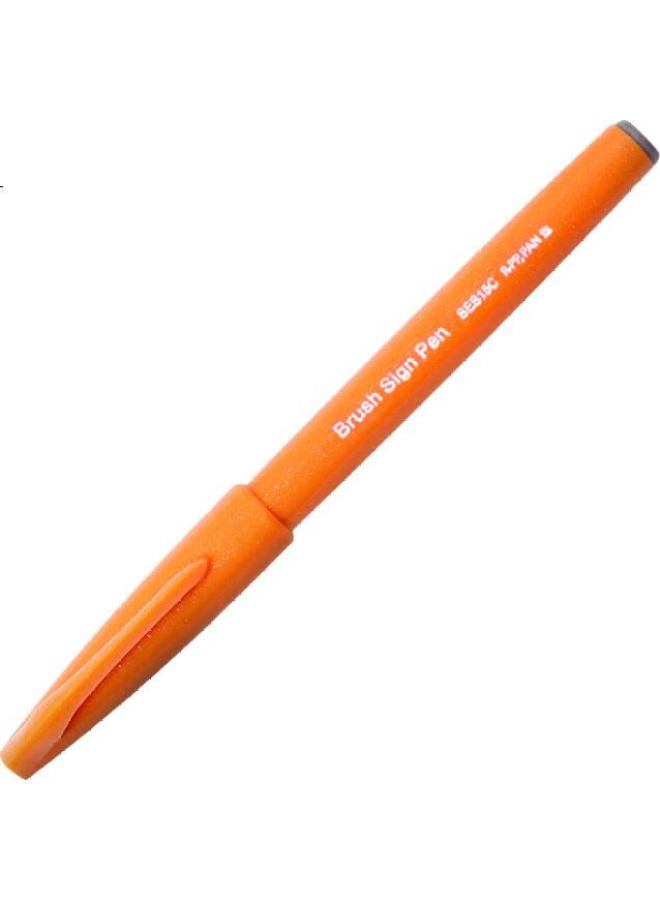 Pentel Colorful Soft Brush Pen, Elastic Tip Water-Based Pen, For Journaling, Letters, And Greeting Cards, Ses15C Orange Yellow/Single Pen - Image 1