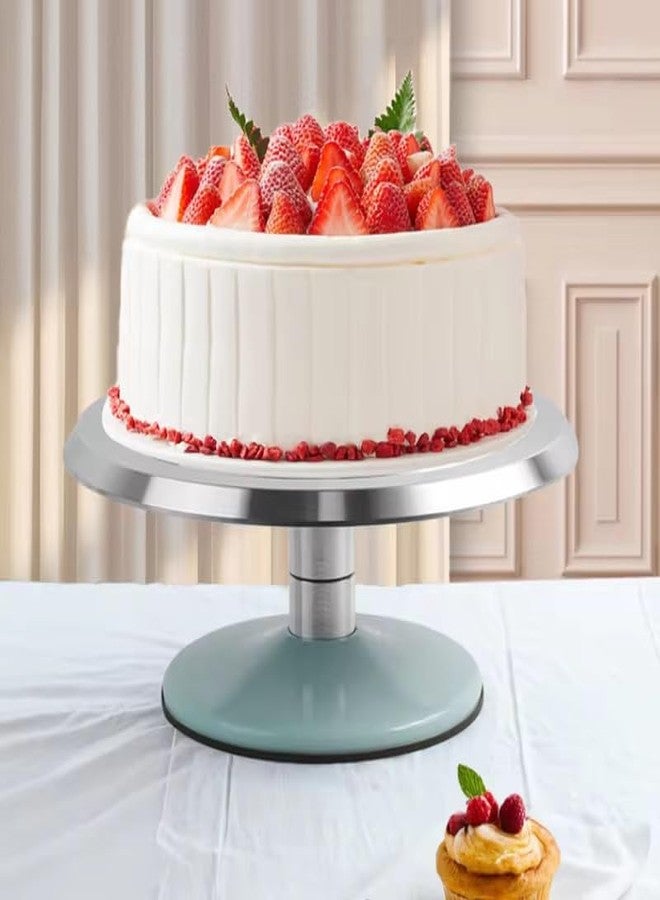 SHOAIB Detachable 12inch Cake Decorating Turntable with 1M, 2D, 2F, R11 Nozzles & 100-pcs Piping Bags 360° Rotating Metal Cake Stand for Cake Piping & Frosting (Green) - Image 5