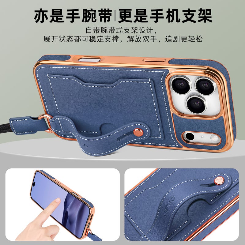 iPhone 16 Plus Case TPU for iPhone 16 16 Plus 16 Pro 16 Pro Max with Kickstand and Lanyard and Full Coverage and Card Holder in Green - Image 5