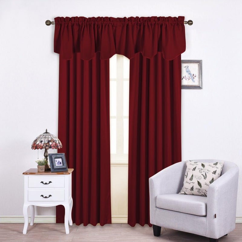 NICETOWN Window Valance Curtain for Kitchen - Home Fashion 52 inches x 18 inches Rod Pocket Valance Curtain Panel for Bedroom Christmas Decor/Living Room, Burgundy Red, Single Panel - Image 4