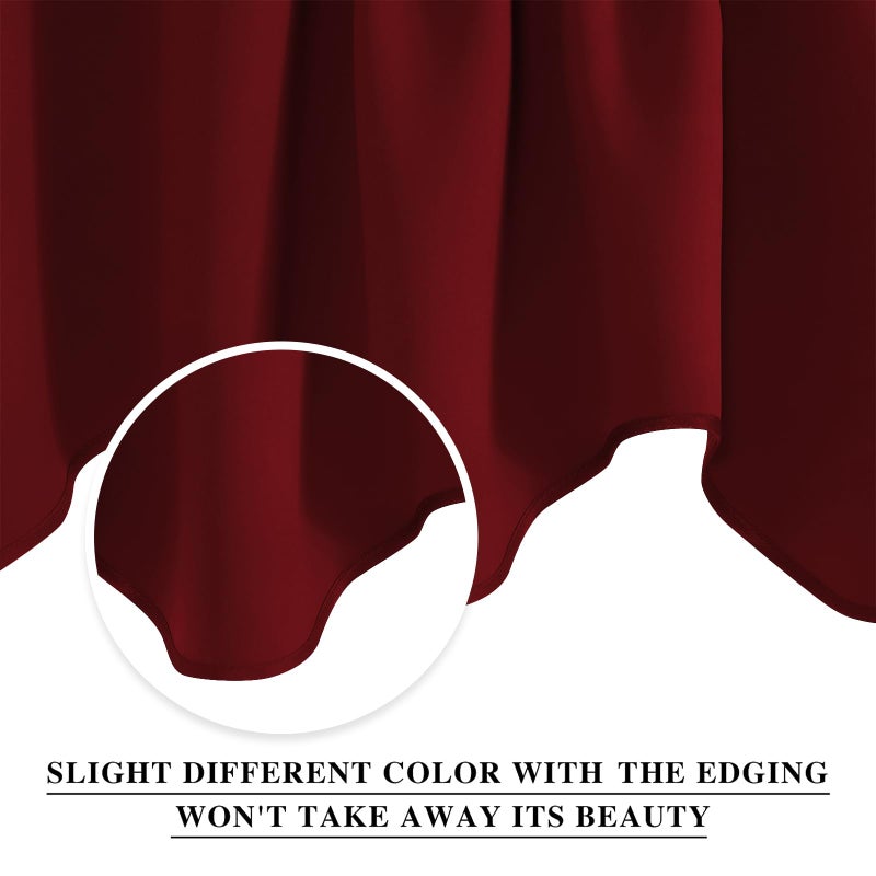 NICETOWN Window Valance Curtain for Kitchen - Home Fashion 52 inches x 18 inches Rod Pocket Valance Curtain Panel for Bedroom Christmas Decor/Living Room, Burgundy Red, Single Panel - Image 3